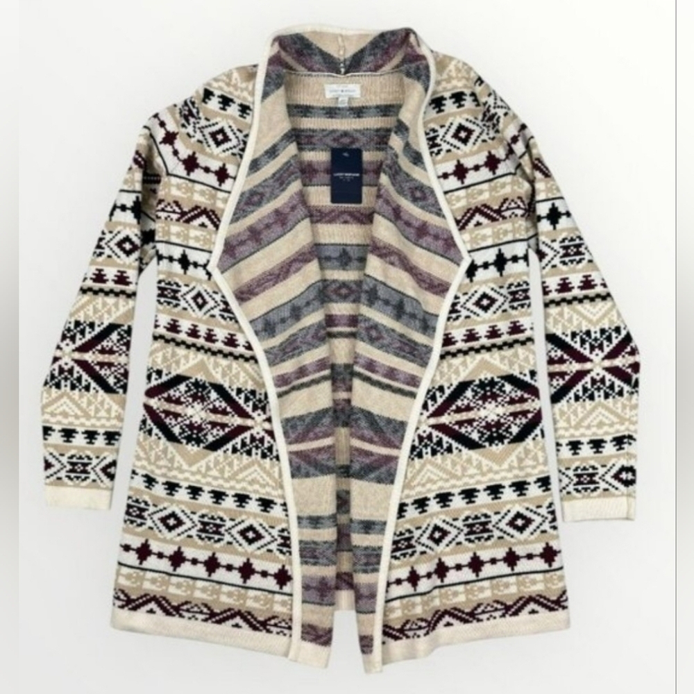 Lucky Brand Women's Aztec Open Cardigan Sweater Long Sleeve, Sz S